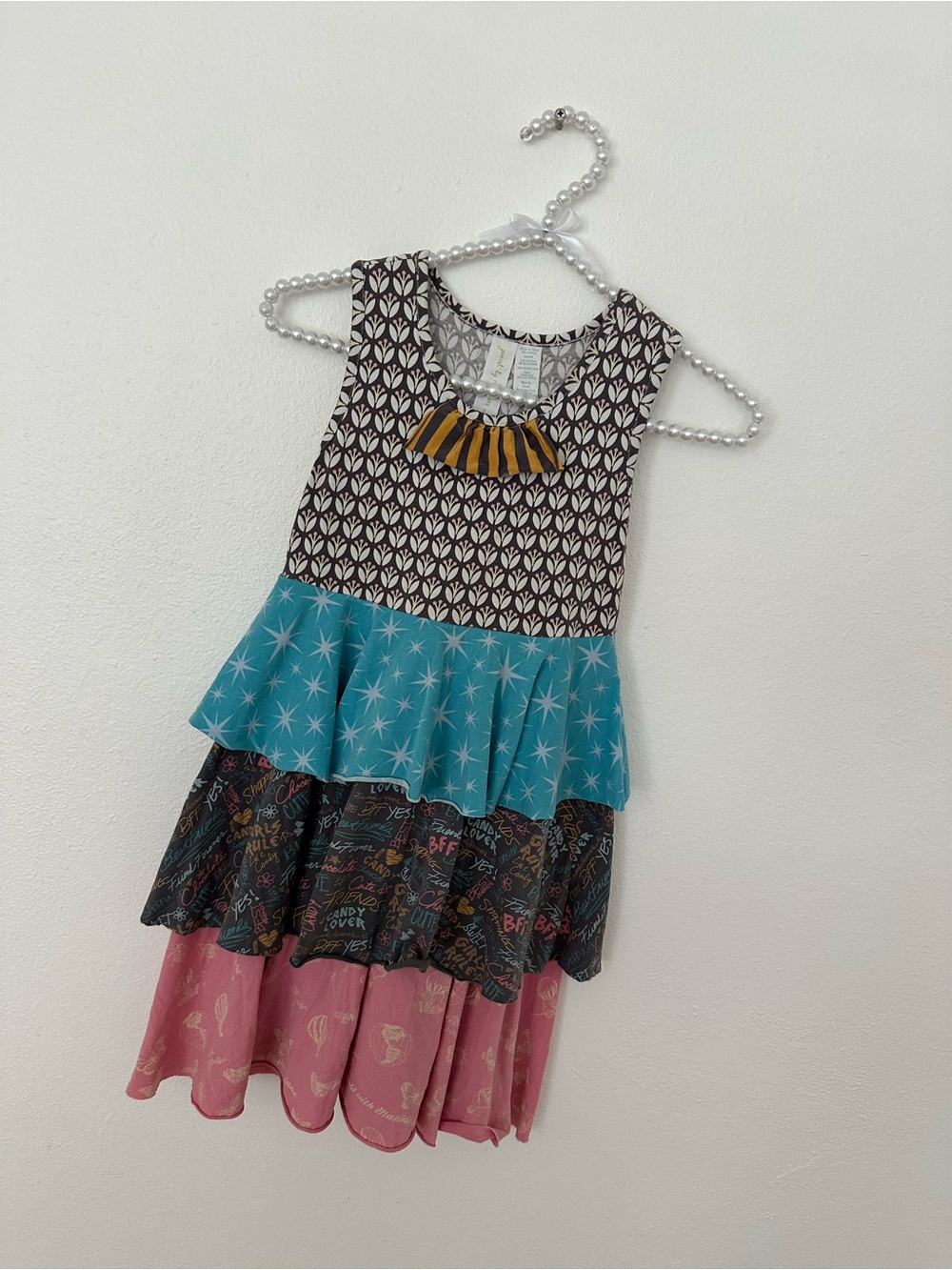 Matilda Jane Girls Layered Tier Dress in Teal, Pink, Black, Mustard